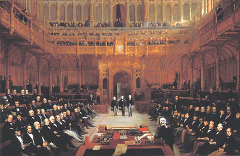 Lionel de Rothschild introduced in the House of Commons, July 26th, 1858, by Henry Barraud (1811-1874), painted in 1872,  The Rothschild Archive.